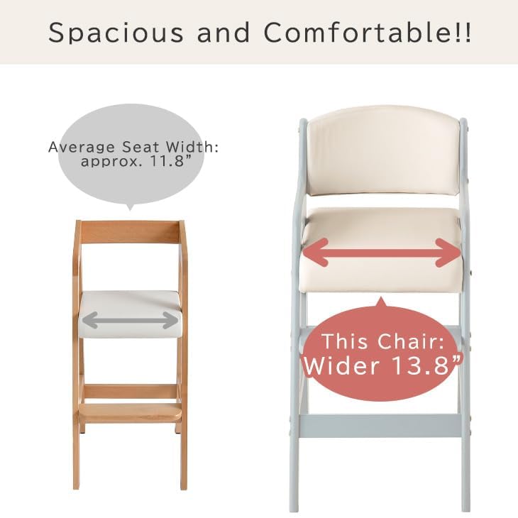 Image of タンスのゲン TANSU NO GEN Japanese Wooden Chair, Height Adjustment for Babies and Toddlers Aged 4-12, up to 99.2 lbs, Designed in Japan, Slide The seat, Beige,4960040102(113277)
