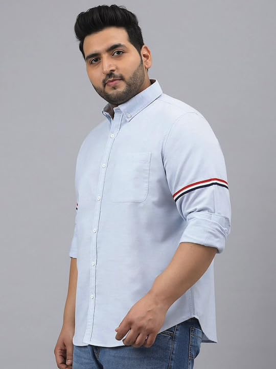 Image of Plus line Men Plus Size Stylish Solid Casual Shirts