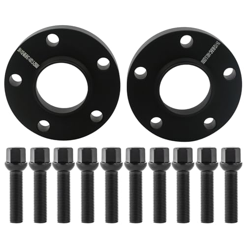 DCVAMOUS 2PC Black 5x112 Wheel Spacers Hubcentric 12mm 66.56 Bore with 14x1.25 Bolts (45mm Shank Ball Seat) Compatible with BMW-Mini 5 Lug 2016+ X1 | 2018+ X2 X3 | 2019+ X4 X5 | 2020+ X6 X7 GR Supra