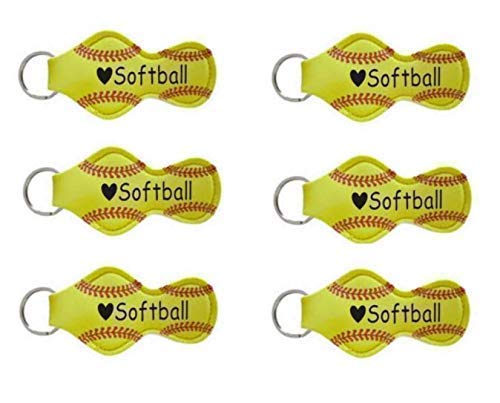 Softball Team Gift for Girls Bulk Teens Player Mom Coaches Keychain - Set of 6 or 12 (Pack of 6)