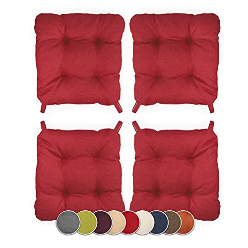 sunnypillow 4er Set Stuhlkissen mit Klettverschluss Maße: 40 (vorne) | 35 (hinten) x 40 x 8 cm...