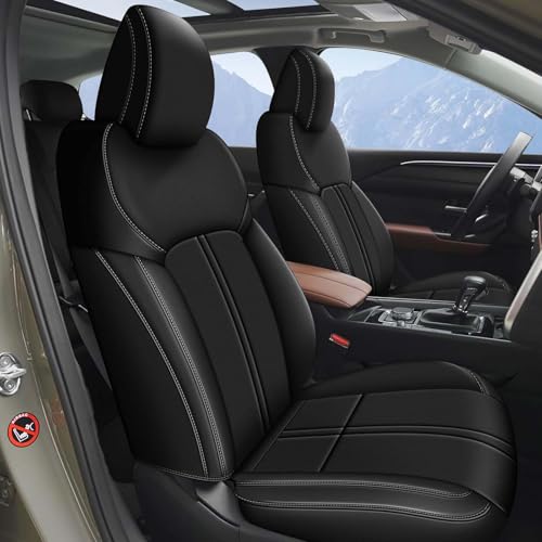 Image of AOMSAZTO Custom Fit Seat Covers for Mazda CX50 2023 2024 2025 CX30 Car Seat Covers Full Set Black Faux Leather Compatible Airbag （New - CX50）