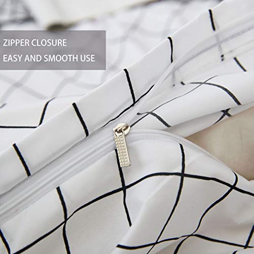 Yzz Collection Queen Bedding Duvet Cover Set, Premium Microfiber,Grid Pattern On Comforter Cover-3Pcs:1X Duvet Cover 2X Pillowcases,Comforter Cover With Zipper Closure #TOP2