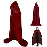 TBONEEY Capa con Capucha de Halloween, Disfraz De Bruja Rojo Disfraz de Vampiro de Halloween Roja Doblepara Mujeres Hombres...