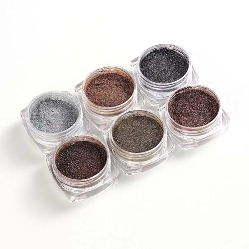 Image of NBNTGH 6 Boxes Chrome Nail Glitter Powder Metallic Mirror Effect Nail Art Powder Holographic Aurora Chameleon Pigment Chrome Powder Sliver Black Red for Gel Polish Nail Art for Women Girls Decoration