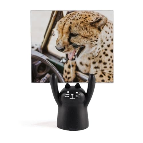 Support mémo chat noir avec pince crocodile stable pour cartes et photos de table