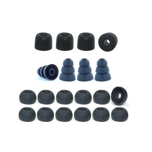Large - Earphones Plus brand replacement earphone cushions custom fit assortment: memory foam earbuds, triple flange ear tips, and standard replacement ear cushions (Please see product details for