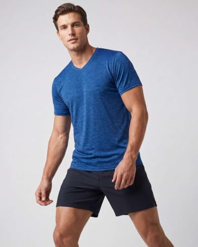 Image of 5 Pack: Men's V-Neck Dry-Fit Moisture Wicking Active Athletic Tech Performance T-Shirt