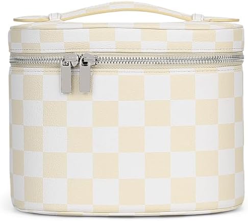 YFGBCX Checkered Makeup Bag Vanity Case with Divider Travel Toiletry Bag Women Cosmetic Bag Makeup Organizer Case