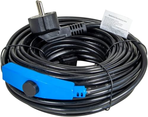 horizont Câble chauffant antigel avec thermostat de 12 m, idéal pour conduite d'eau ou comme chauffage des plantes, chauffage de gouttière étanche, chauffage de gouttière, chauffage d'accompagnement