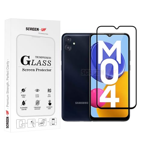 Image of ScreenUp Tempered Glass For Samsung Galaxy M04 - Ultra Clear, 9H Scratch Resistant, Full Coverage, Easy Install Screen Protector