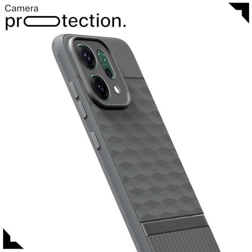 Image of Pikkme Back Cover for Oppo Reno 14 5G Soft Grip 3D Hexa Cube Texture Silicone Bumper Case (Grey)
