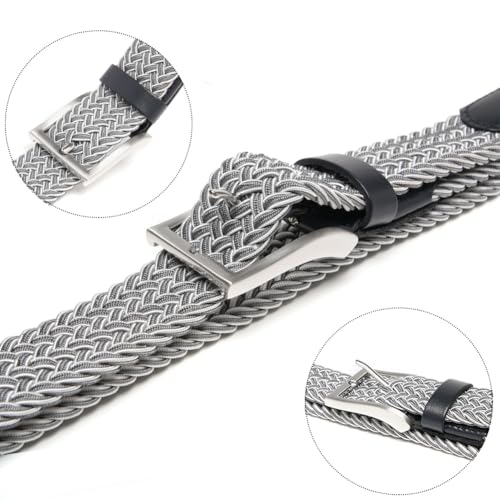 Image of Men's Stretch Braided Elastic Woven Canvas Golf Belt, multicolor,1 3 /8 inch