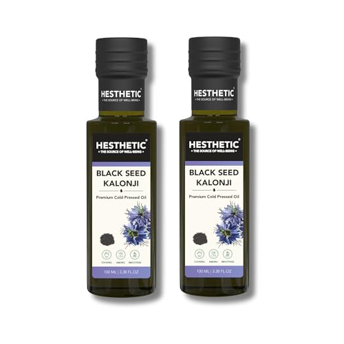 Image of HESTHETIC Cold Pressed Black Seed Oil Pack of 2 x 100ml | Pure Kalonji (Mangraila Tel) Edible Virgin Oil | High-Thymoquinone Food-Grade Nigella Sativa for Cooking, Salad & Daily Wellness