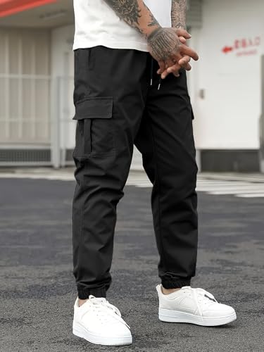 Image of ADBUCKS Men's Regular Fit low Rise Soild Cargos Style Joggers Casual Trousers