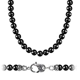 WESTMIAJW Black Onyx Beads Beaded Necklace Chain for Men Natural Gemstones Healing Crystals Jewelry 60cm