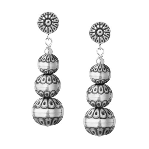American West Jewelry Sterling Silver Native Pearl Graduated Drop Earrings