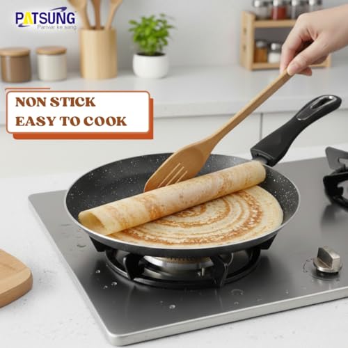 Image of 3-Piece Non-Stick Cookware Set - Tawa, Kadai with Glass Lid & Frying Pan | 3-Layer Non-Stick Coating | Induction & Gas Stove Compatible | Bakelite Cool-Touch Handles | Durable & Easy to Clean