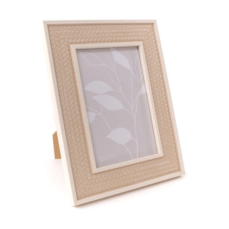 Rocking Gifts Marco de Fotos 10x15 Plástico Efecto Mimbre Portafotos Decorativo Boho 21 cm