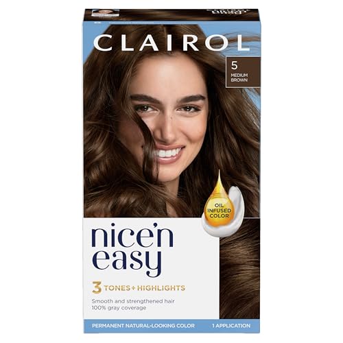 Clairol Nice’n Easy Permanent Hair Dye, 5 Medium Brown Hair Color, Pack of 1