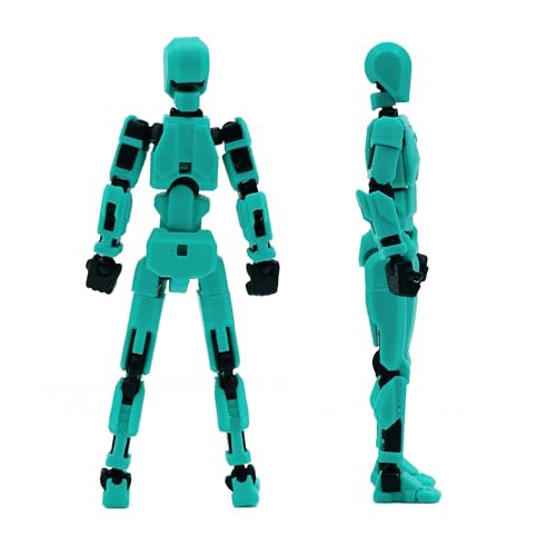 Image of Dummy 13 Action Figure Robot | Fully Articulated 3D Printed Robot Toy | 5.4-inch Collectible Figurine | Matte Finish| Unassembeled (MintGreen-Black)