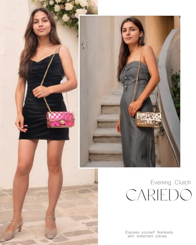 Image of CARIEDO Women Evening Bag Elegant Clutch Purse Exquisite Velvet Metal Hollow out Handbags Prom Wedding Party