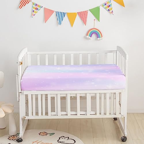 Image of Crib Bedding Set,3pcs Nursery Crib Bedding with Comforter Crib Sheet & Crib Skirt,Lovely Unicorn Flowers Printed Nursery Bedding for Baby Boys and Girls(Purple Unicorn)