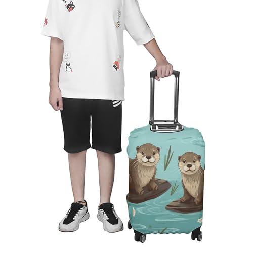 Otters Luggage Cover, Washable Elastic Suitcase Cover Protector Fit 18-32 Inch Luggage 7