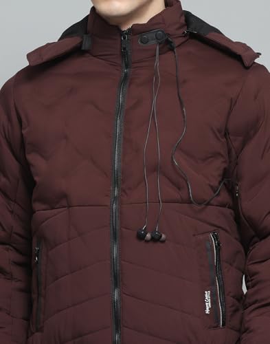 Image of Monte Carlo Mens Solid Wine Detachable Hood Full Sleeve Jacket