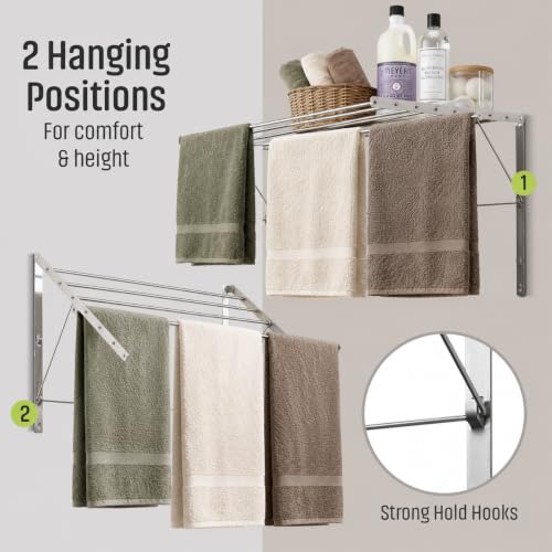 Image of Smartsome Wall Mounted Clothes Drying Rack, 30 inch Wide