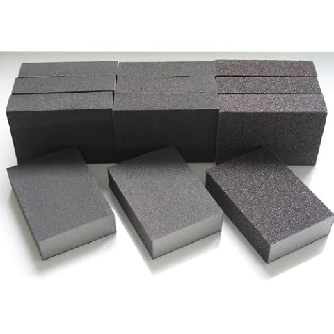 12 X Mixed Grits Wet and Dry Sanding Block/Pads FINE Medium COARSE Abrasive Foam Sandpaper Blocks (12 Mixed Blocks) … Cover