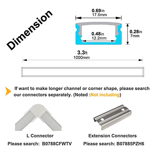 Hunhun CH-01-40 40-Pack 3.3Ft/1Meter U Shape Led Aluminum Channel System thumb #3
