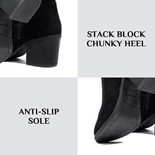 Katliu Women's Thigh High Boots Sexy Stacked Block Heel Boots Over The Knee Black 7.5 #TOP2