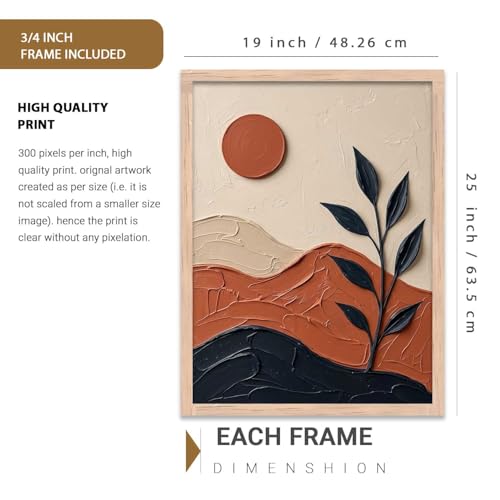 Image of kotart Boho Wall Art Home Decoration | Aesthetic Floral Paintings With Frame For Living Room Bed Room Hotel Wall Decor Digital Reprint (19x25 inch)