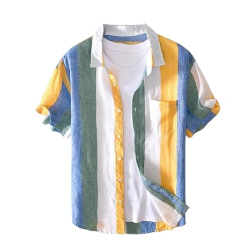 Chemise en lin homme décontractée couleur assortie manches courtes