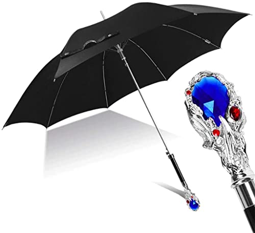 Parasol Parasole Wiatroszczelny Lekki Parasol Zewnętrzny Srebrny Szafirowy Kształt Długa Rączka Ochrona UV Parasol Słoneczny Automatyczny Parasol Unisex Parasol Kobiet i Mężczyzn (Color : F)