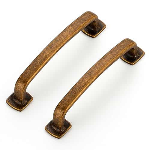 15 Pack Antique Brass Cabinet Handles, 3.75" Hole Center Arch Drawer Pulls