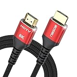 8K HDMI Cable 6FT, High Speed 48Gbps HDMI 2.1 Cord, Support 8K@60Hz & 4K@120Hz, HDR10+, VRR, ALLM, eARC, Dolby Atmos, DTS:X, SBTM, HDCP 2.3 for TV, Monitor, Projector, Roku, Soundbar, PS5, Xbox