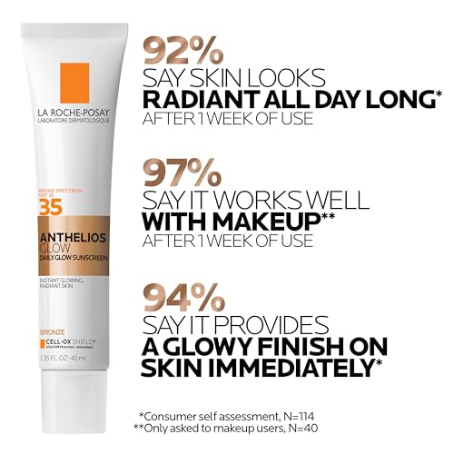 Image of La Roche-Posay Anthelios Glow Tinted Sunscreen for Face with SPF 35, Broad Spectrum Protection, For All Skin Types Including Sensitive Skin, 24Hr Hydration, Lightweight & Fast Absorbing, Glowy Finish