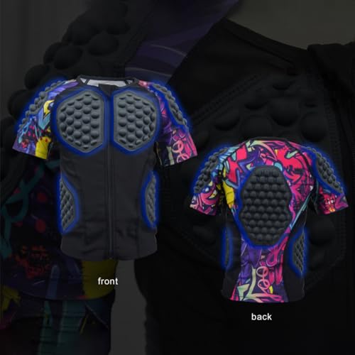 Girls Boys Padded Protective Shirts and Short Set Kids Paddded Compression Shirts for Football Paintball Baseball2