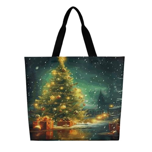 Women's Multi-Functional Shopping Bag，Christmas Trees Printing Messenger Bag Shoulder Bag for Travel, Work, Shopping & Parties with Inner Pocket, Grocery Bag Lightweight & Water-Resistant3