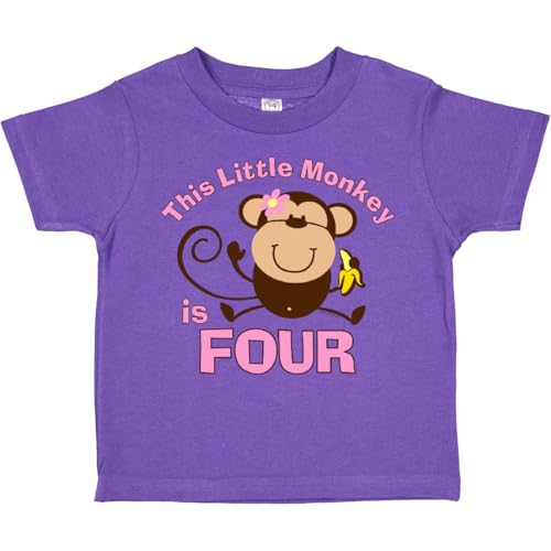inktastic Little Monkey Girl 4th Birthday Toddler T-Shirt