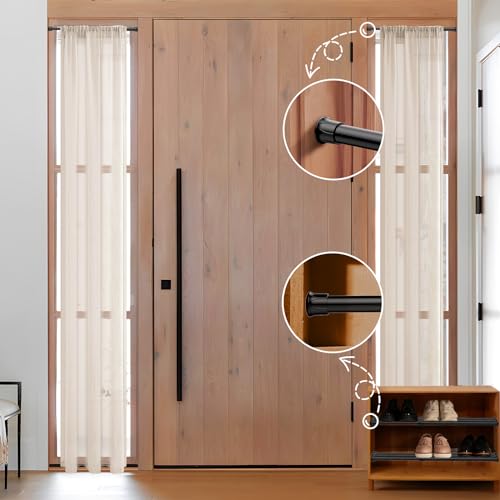 Image of AIZESI 2PCS Black Tension Rod 12 to 19 Inch Spring Tension Rods Short Curtain Rods, Adjustable Small Tension Rod Spring Tension Curtain Rod for Windows Closet Cupboard