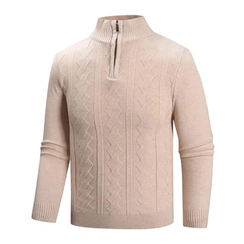Men's Solid Color Half-Zip Stand Collar Knitted Sweater