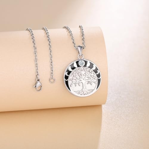 Collar redondo con negro de plata 925, un amuleto con el árbol de la vida 5