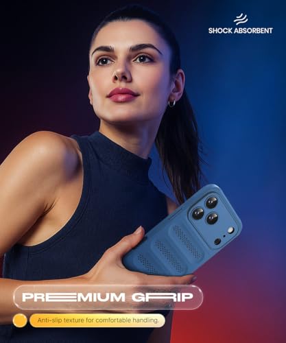 Image of WOW IMAGINE Ultimate Silicone Back Cover Case for iPhone 17 Pro | Heat Dissipation Thin Soft TPU | 360 Camera Protection | Breathable Cooling Holes - Deep Blue