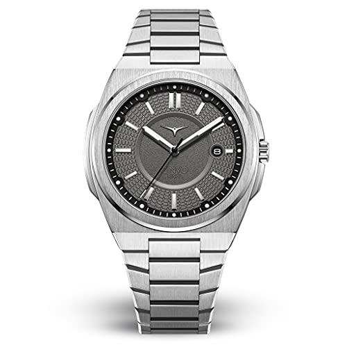 Montre Homme ZINVO Rival Silver en silicone noir et acier argenté