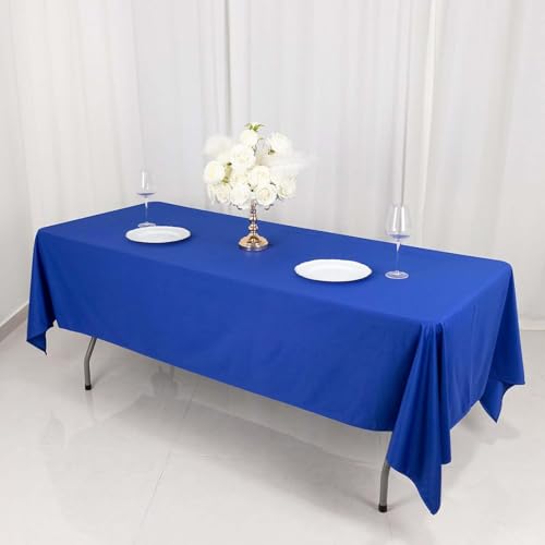 Nappe rectangulaire polyester supérieure bleue infroissable de table - 3