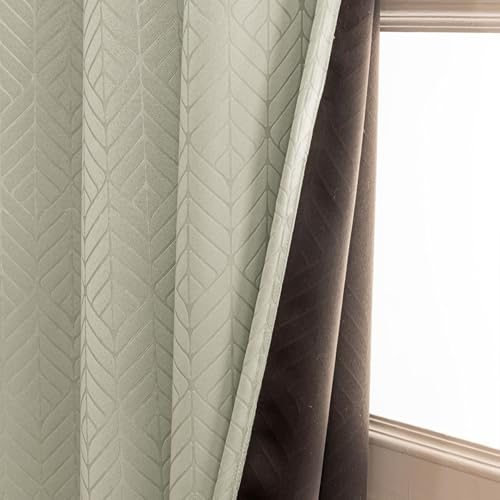 Image of HOMEMONDE 100% True Blackout Curtains Customize Size - Single Piece Curtain, Embossed Panels Light Block Thermal Insulated & Noise Reducing Room Darkening Curtains (Off White)