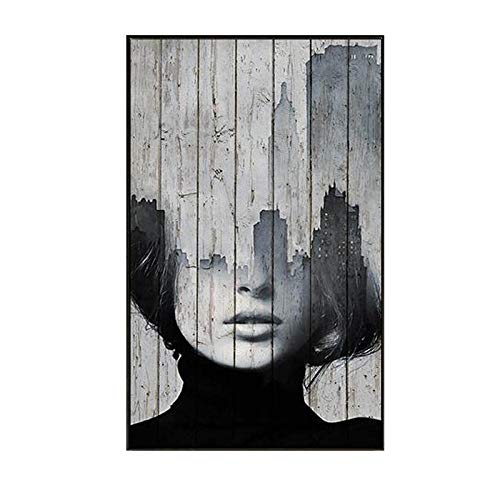 Bilder Auf Leinwand,Schwarze Und Weiße Weibliche Modell Retro Mode, Leinwand Gemälde Kunstdruck Poster Bild Wand Schlafzimmer Wohnzimmer Dekoration Malerei Wandbild Cover